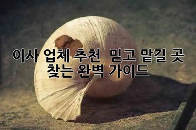 이사 업체 추천 🚚🥇 믿고 맡길 곳 찾는 완벽 가이드